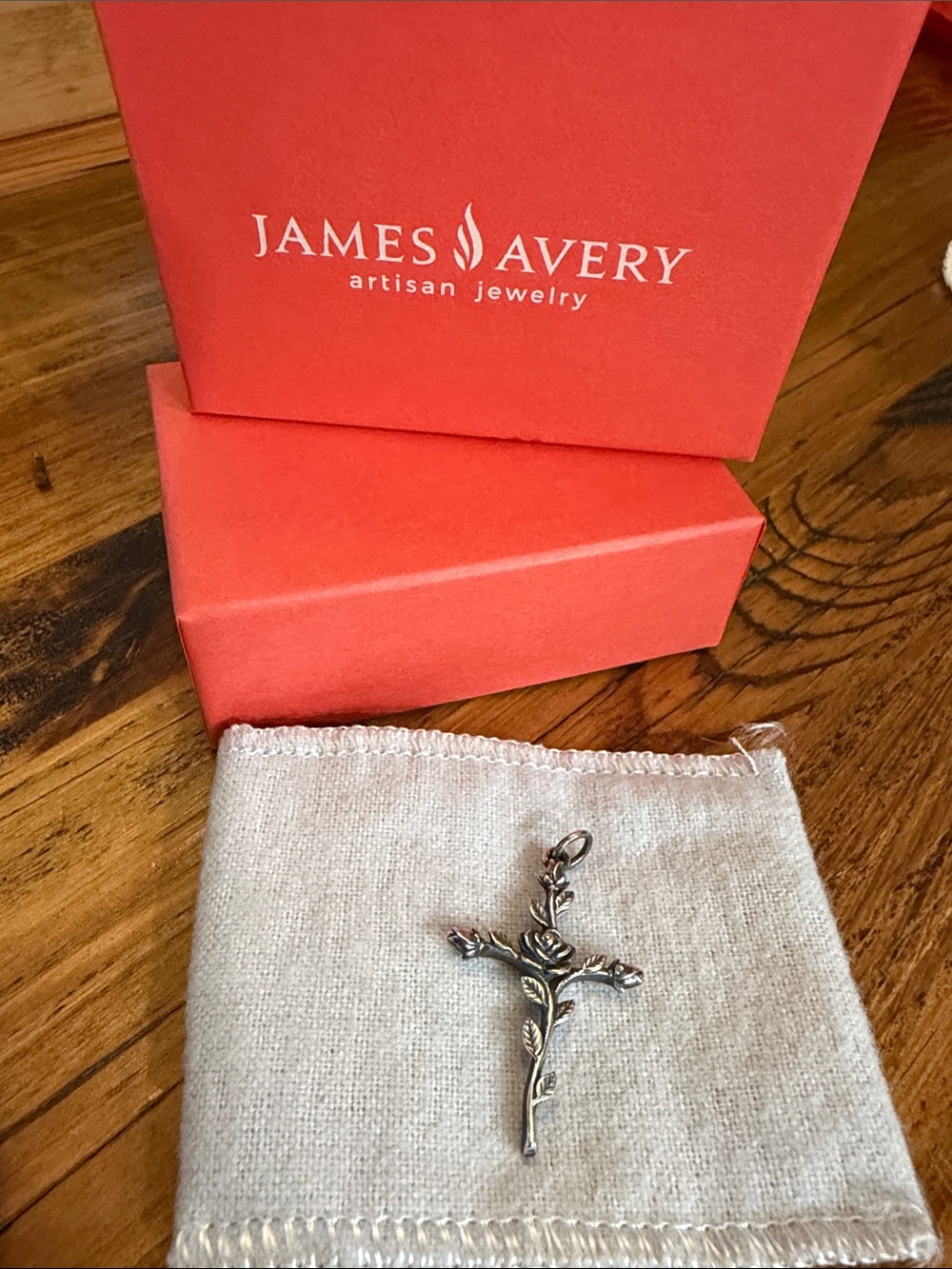 Retired James Avery Sterling Silver Floral Cross Pendant - Silver